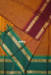 Mustard Orange - Karthigai silk cotton Rudhraksham Ganga Jamuna border - Best for Wedding Functions