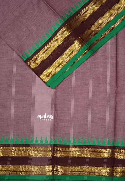 Dusty Purple - Karthigai silk cotton Rettapet rudraksham border