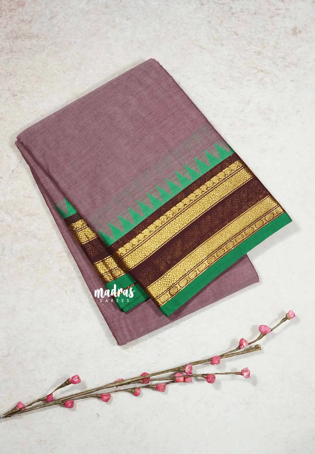 Dusty Purple - Karthigai silk cotton Rettapet rudraksham border