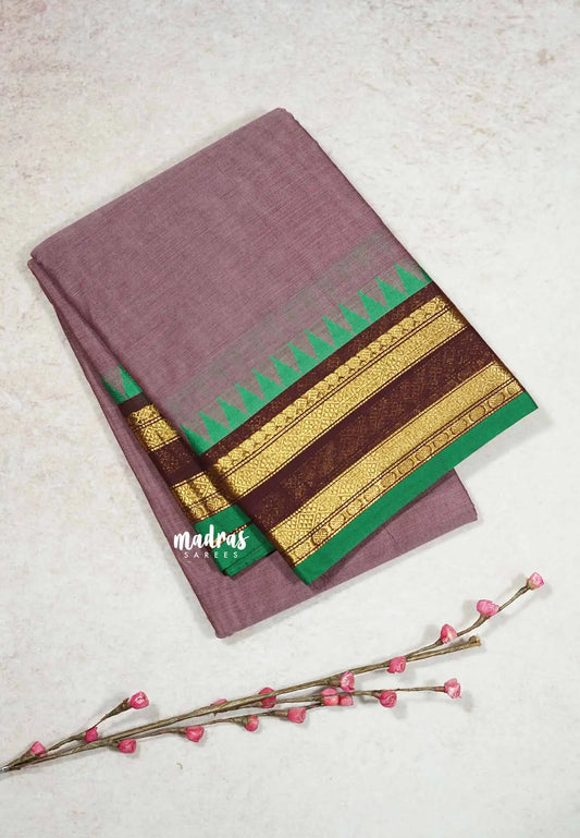 Dusty Purple - Karthigai silk cotton Rettapet rudraksham border