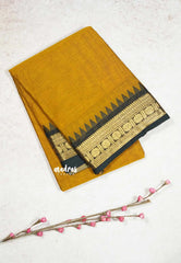 Mustard Yellow - Karthigai silk cotton plain body self rudraksham border