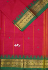 Reddish Pink - Karthigai silk cotton rudraksham with temple weaving