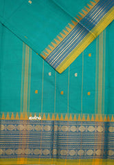 Karthigai silk cotton Rudhraksham Multi border - Teal Green