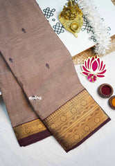 Karthigai silk cotton big neli border - Mild brown