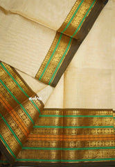 Karthigai silk cotton Rudhraksham Multi border - Beige