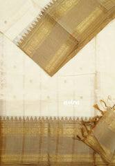 Halfwhite - Karthigai silk cotton rettapet rudraksham border