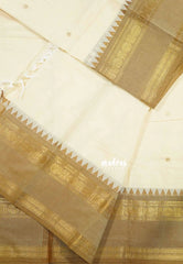 Halfwhite - Karthigai silk cotton rettapet rudraksham border