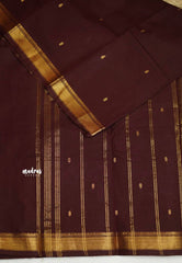 Karthigai silk cotton small Bavanji border Dark brown