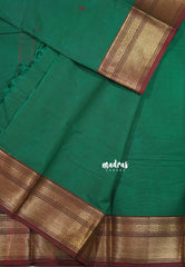 Green - Karthigai silk cotton small Bavanji border with buttas