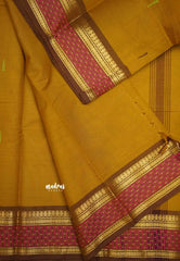 Karthigai silk cotton checks weaving border - yellow ochre