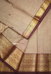 Karthigai silk cotton big neli border - Mild brown