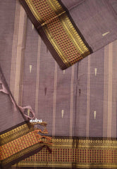 Karthigai silk cotton checks weaving border - Grape purple