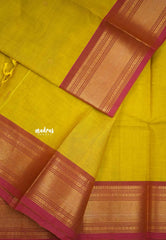 Karthigai silk cotton bavanji border - Lemon yellow