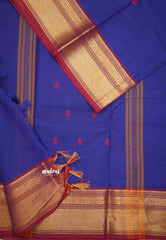 Karthigai silk cotton Bavanji border - MS Blue