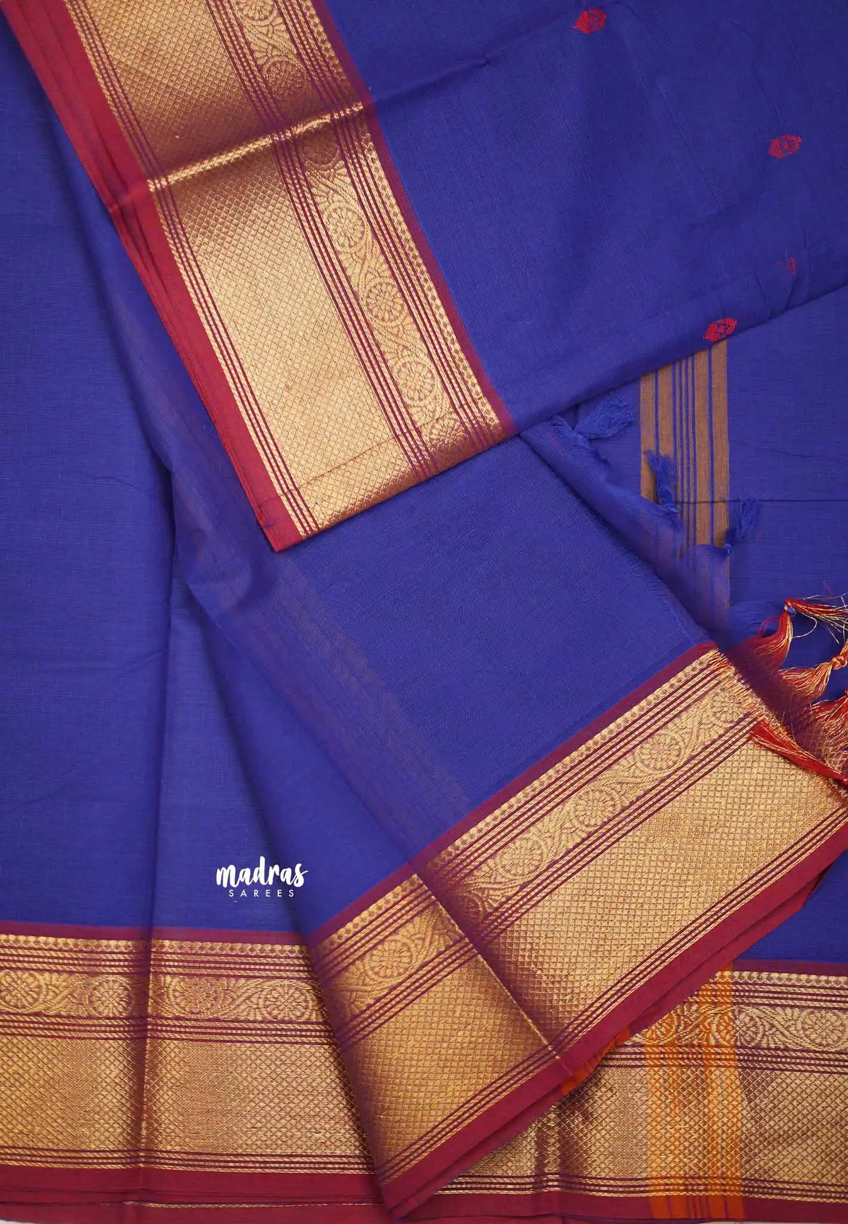 Karthigai silk cotton Bavanji border - MS Blue