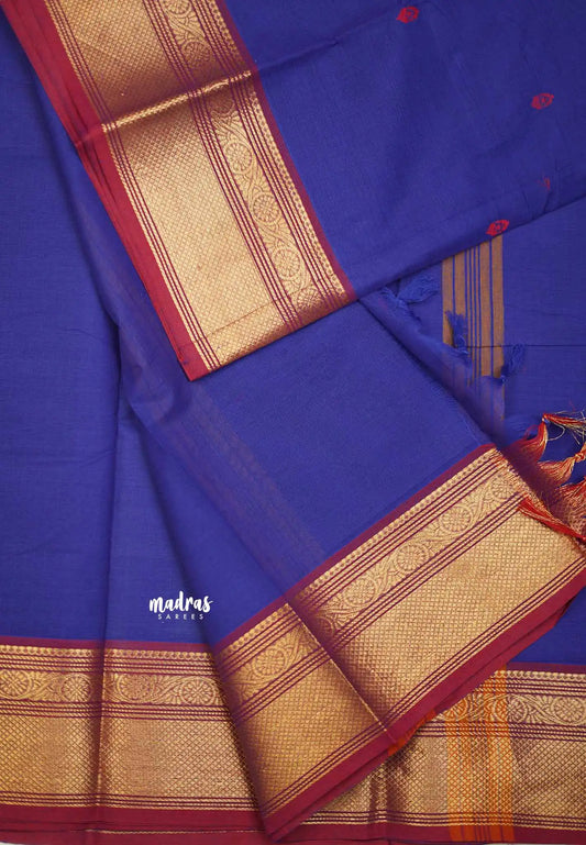 Karthigai silk cotton Bavanji border - MS Blue