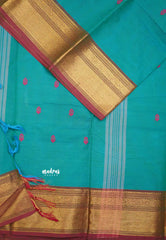 Karthigai silk cotton Bavanji border - Teal blue