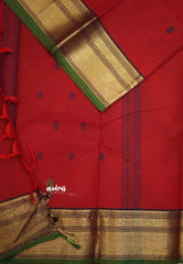 Karthigai silk cotton Bavanji border - Dark Red