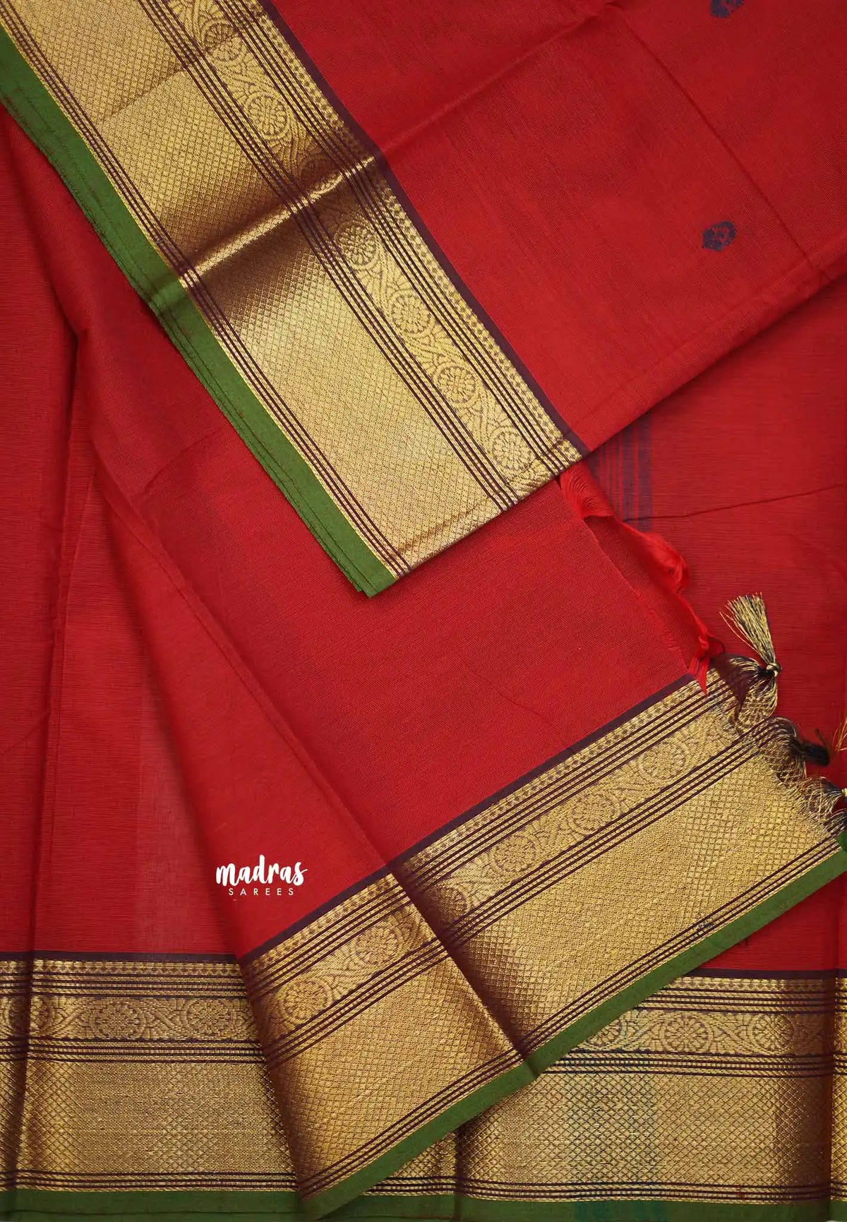 Karthigai silk cotton Bavanji border - Dark Red