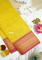 Karthigai silk cotton bavanji border - Lemon yellow