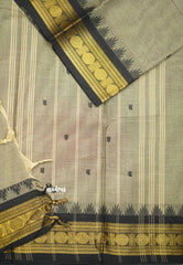 Karthigai silk cotton rudraksham with temple weaving - Khaki grey