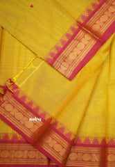 Karthigai silk cotton rudraksham with temple weaving - Mustard yellow