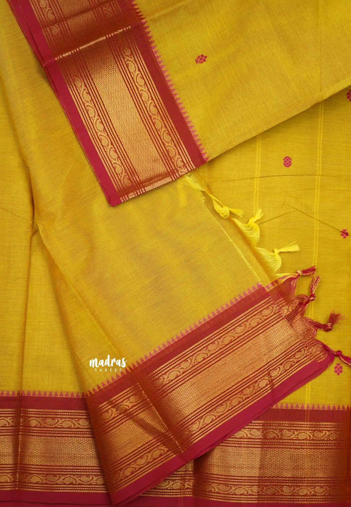 Karthigai silk cotton bavanji border - Mustard yellow