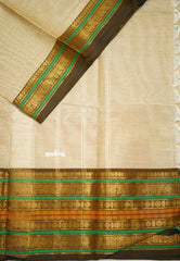 Karthigai silk cotton Rudhraksham Multi border - Beige