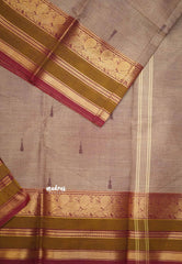 Karthigai silk cotton Triple border with annam  - Dark onion pink