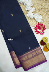 Karthigai silk cotton bavanji floral border - Blue