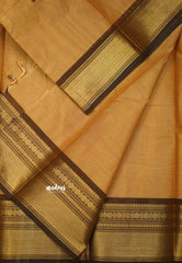 Karthigai silk cotton big border with rudraksham - Wheat brown