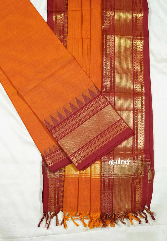 Rust orange - Aparna (ONLY TOP AND DUPATTA) karthigai silk cotton salwar suit Unstitched