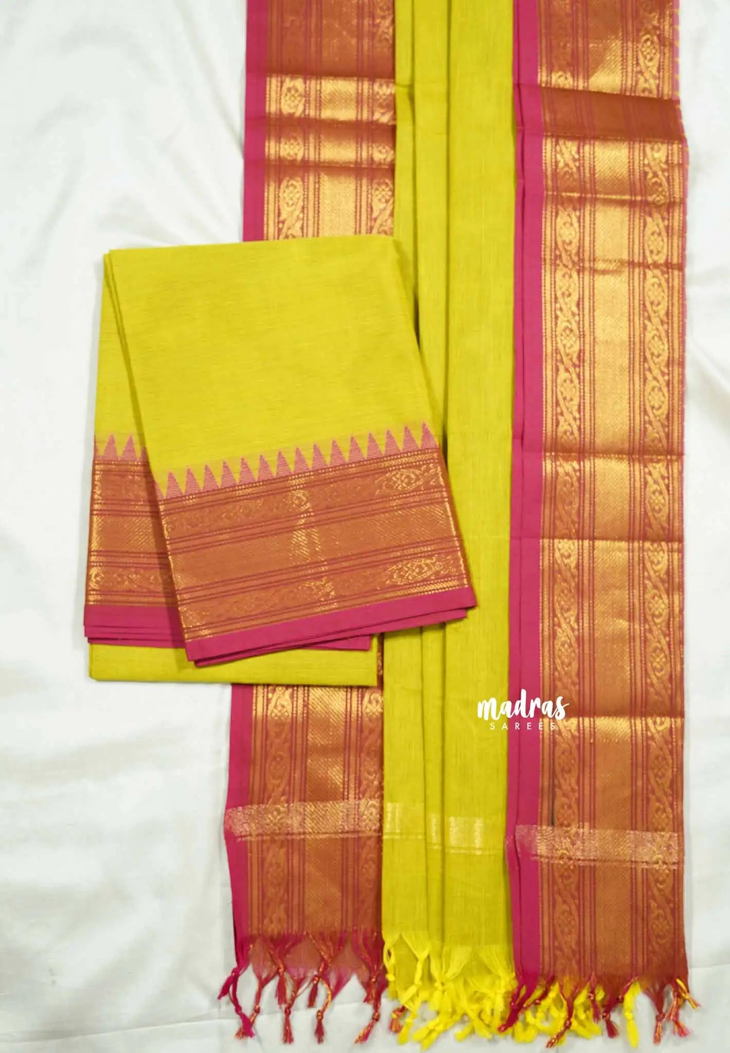 Lime yellow - Aparna (ONLY TOP AND DUPATTA) karthigai silk cotton salw ...