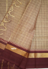 Karthigai silk cotton big kattam with skirt border - Light brown