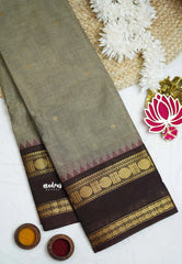 Karthigai silk cotton rettapeta rudraksham border - Grey with black border