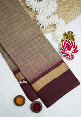 Karthigai silk cotton big kattam with skirt border - Light brown