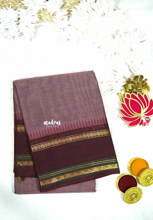 Dusty purple - Karthigai silk cotton plain body rudraksham skirt border