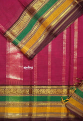 Magenta pink - Karthigai silk cotton plain body multiborder with annam