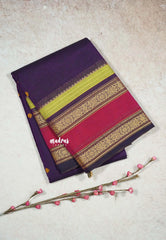 Jamun Purple - Karthigai silk cotton full thread weaving rettapet border