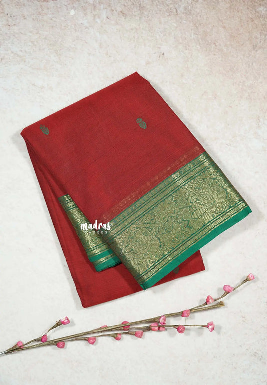 Maroon - Karthigai silk cotton vanasingaram border