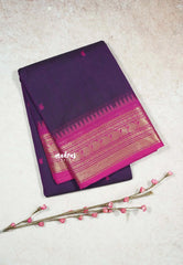 Jamun Purple - Karthigai silk cotton Saree Bavanji and Mango border with buttas