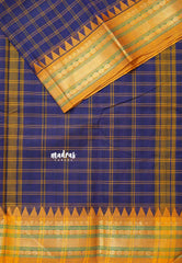 Navy Blue - Karthigai silk cotton big muthu kattam getti border