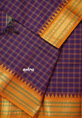 Jamun Purple - Karthigai silk cotton big muthu kattam getti border
