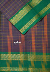 Greyish Blue - Karthigai silk cotton big muthu kattam checks
