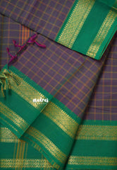 Greyish Blue - Karthigai silk cotton big muthu kattam checks