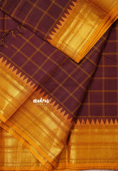 Majestic Maroon - Karthigai silk cotton big muthukattam checks with bavanji double border