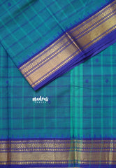 Ananda Blue - Karthigai silk cotton small border with big muthu kattam