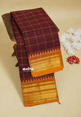 Majestic Maroon - Karthigai silk cotton big muthukattam checks with bavanji double border