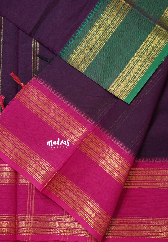 Jamun Purple - Karthigai silk cotton rettapeta rudraksham Ganga jamuna border