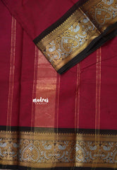 Beet Pink - Karthigai silk cotton heart and peacock border
